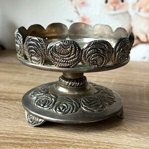 Elegance Silver Plate Pedestal Bowl with Scalloped Rim, 4 in Diameter